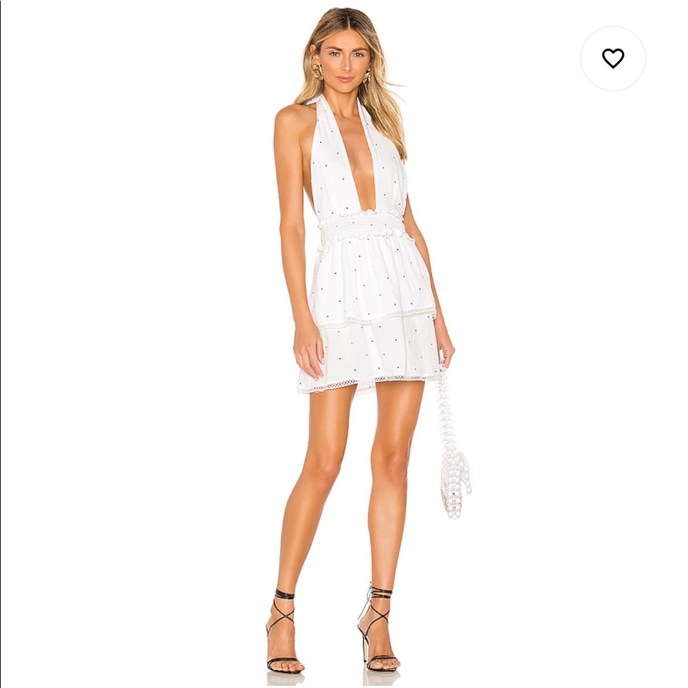 Emilia Mini Dress in White Polka Dot